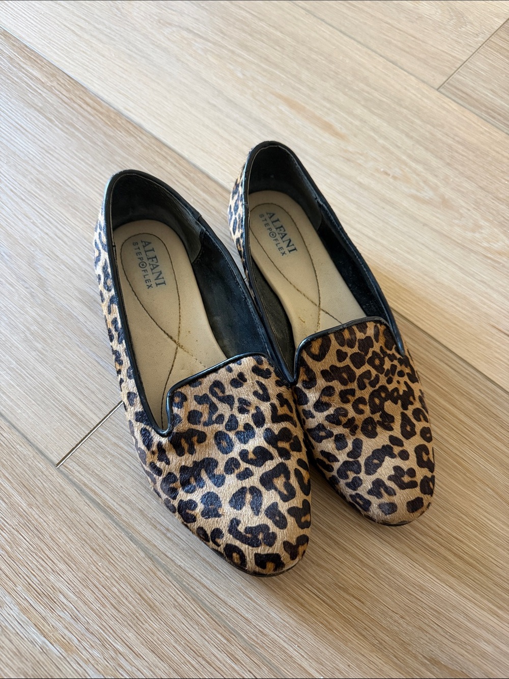 Alfani Leopard-Print Slip-On Flats in Tan and Black